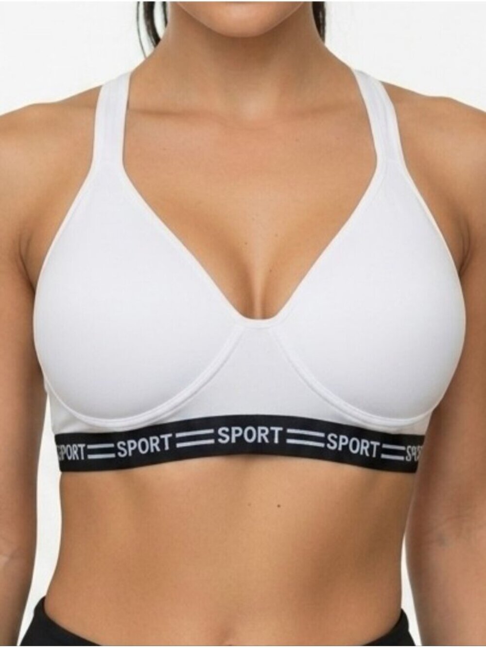 ACX White Sports Bra Racerback Molded Padded Cups Womens Size XL